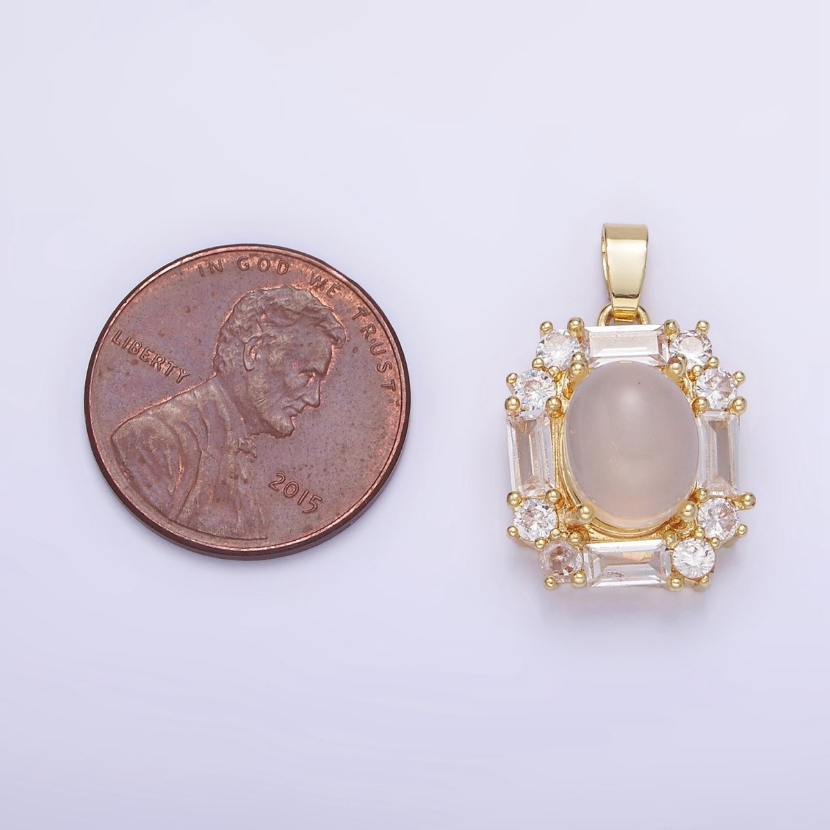 14K Gold Filled Cat Eye Baguette Lined Pendant | AA1181