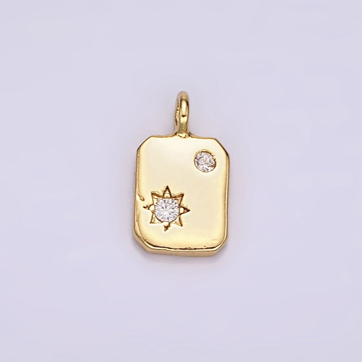 14K Gold Filled Celestial Star Sun CZ Dotted Tag Mini Charm | AC859