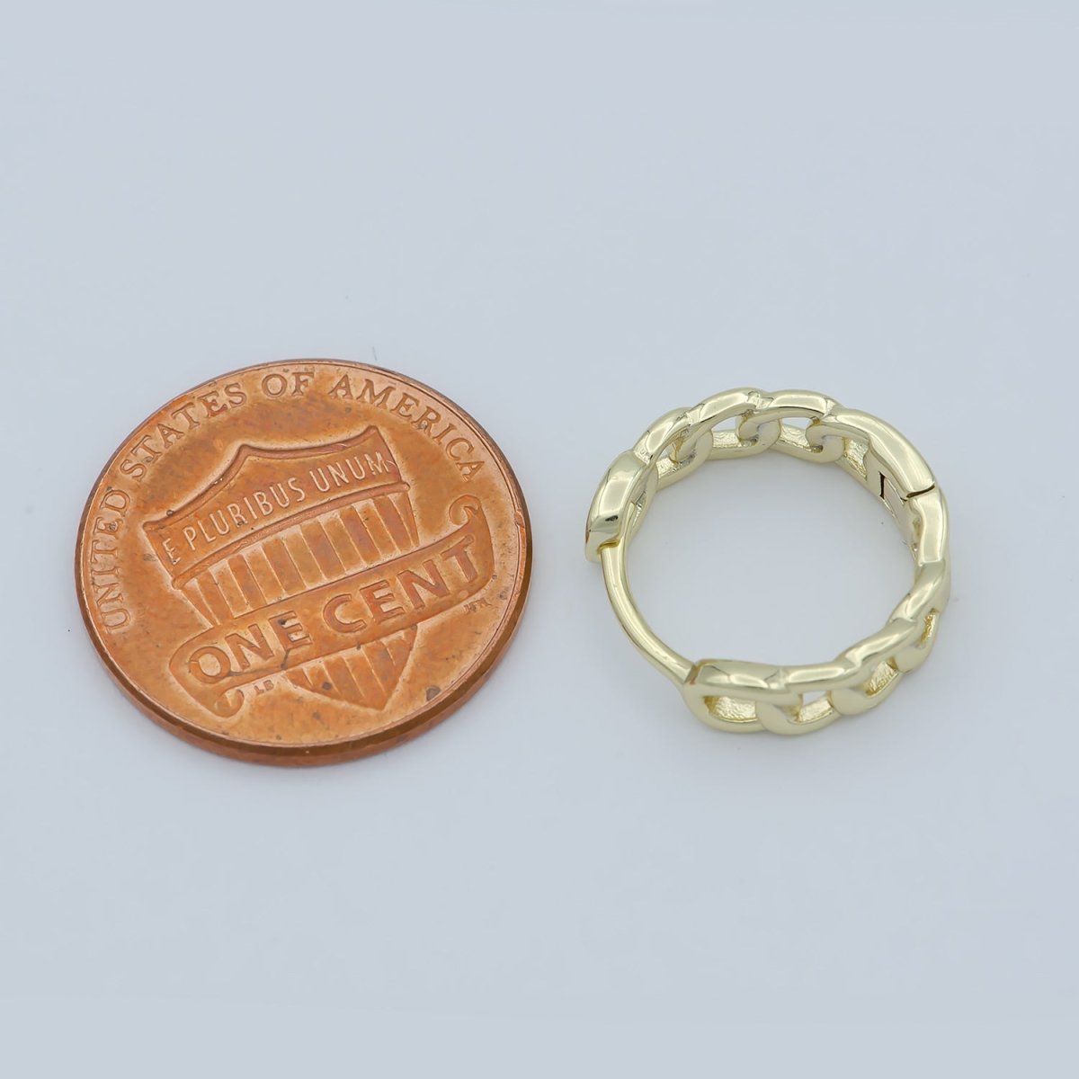 14K Gold Filled 15mm Curb Link Huggie Earrings | AB-A1207