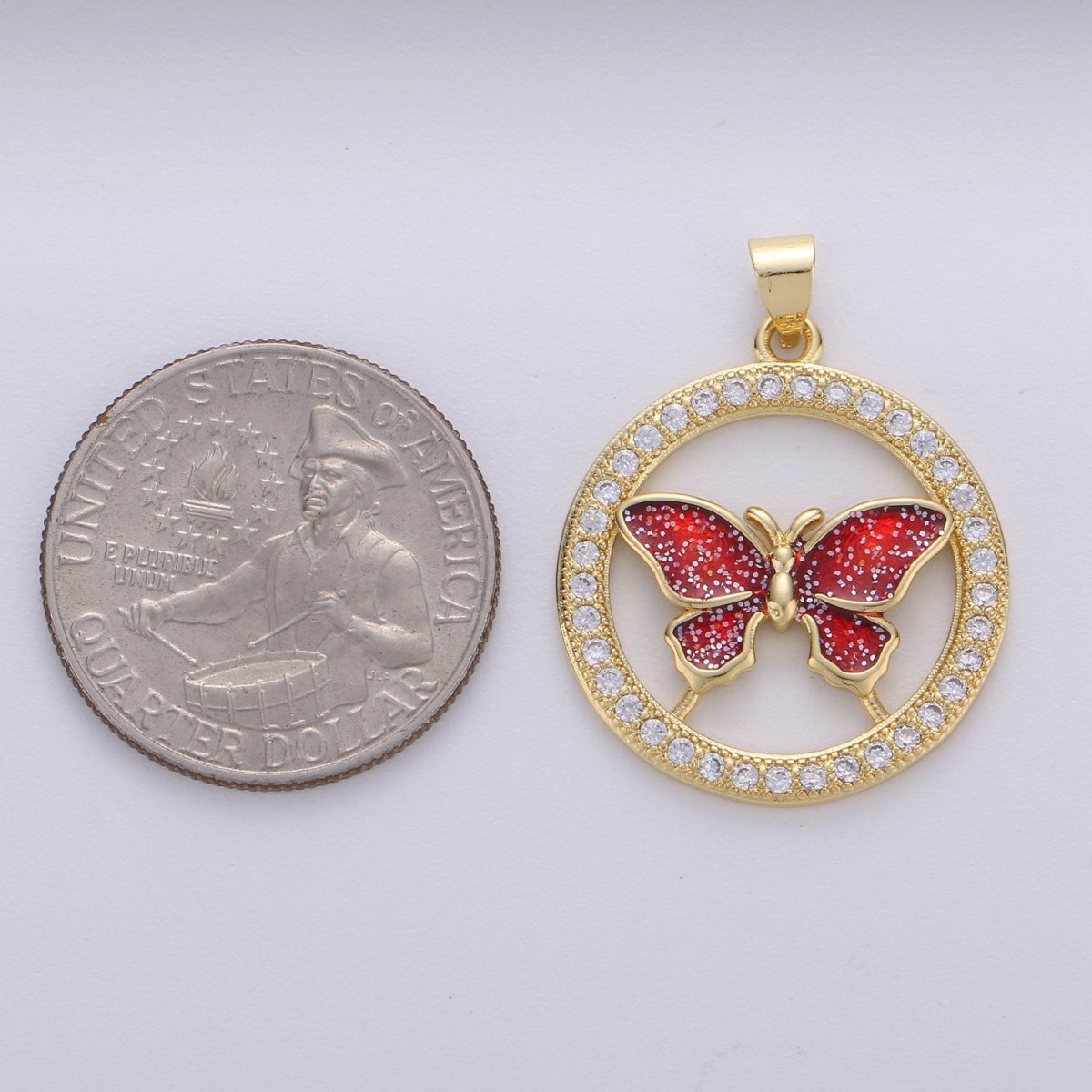 14k Gold Filled Charm Dainty Cubic Butterfly Pendant, Bracelet Charm, Necklace Pendant, Micro Pave Animal Jewelry Supply I-704