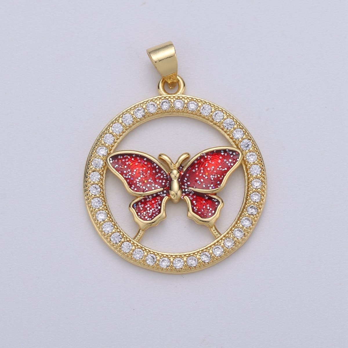14k Gold Filled Charm Dainty Cubic Butterfly Pendant, Bracelet Charm, Necklace Pendant, Micro Pave Animal Jewelry Supply I-704