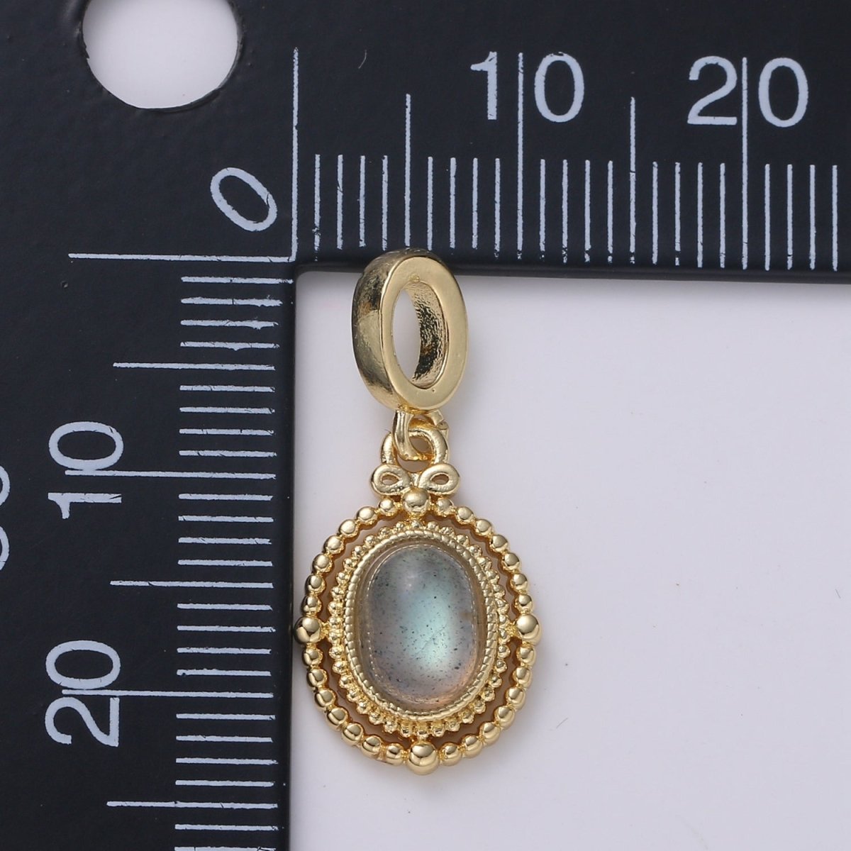 14k Gold filled Charm Geometric Bold Oval charm Rainbow Labradorite Medallion pendant, Necklace Bracelet supply, Jewelry makings H-301