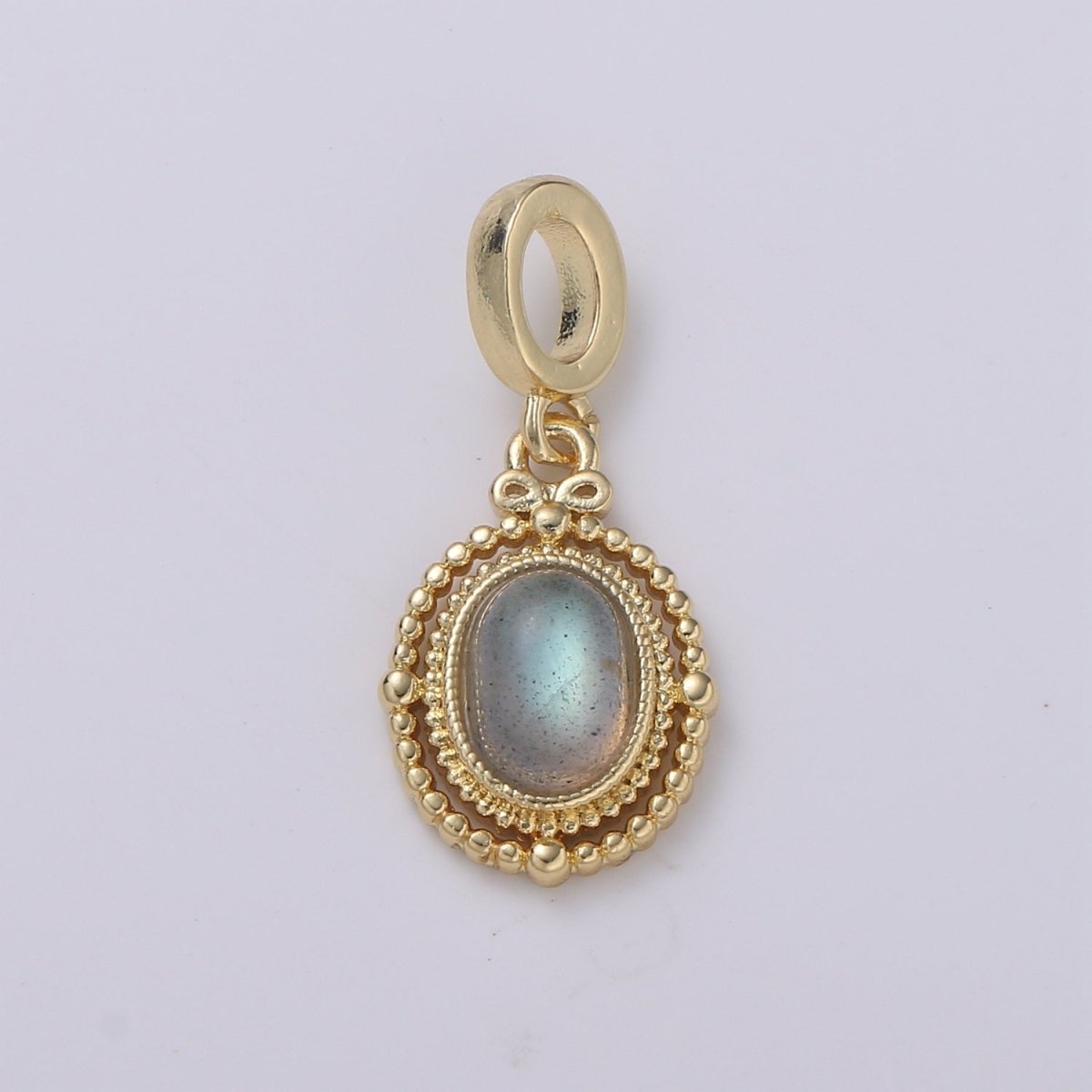 14k Gold filled Charm Geometric Bold Oval charm Rainbow Labradorite Medallion pendant, Necklace Bracelet supply, Jewelry makings H-301