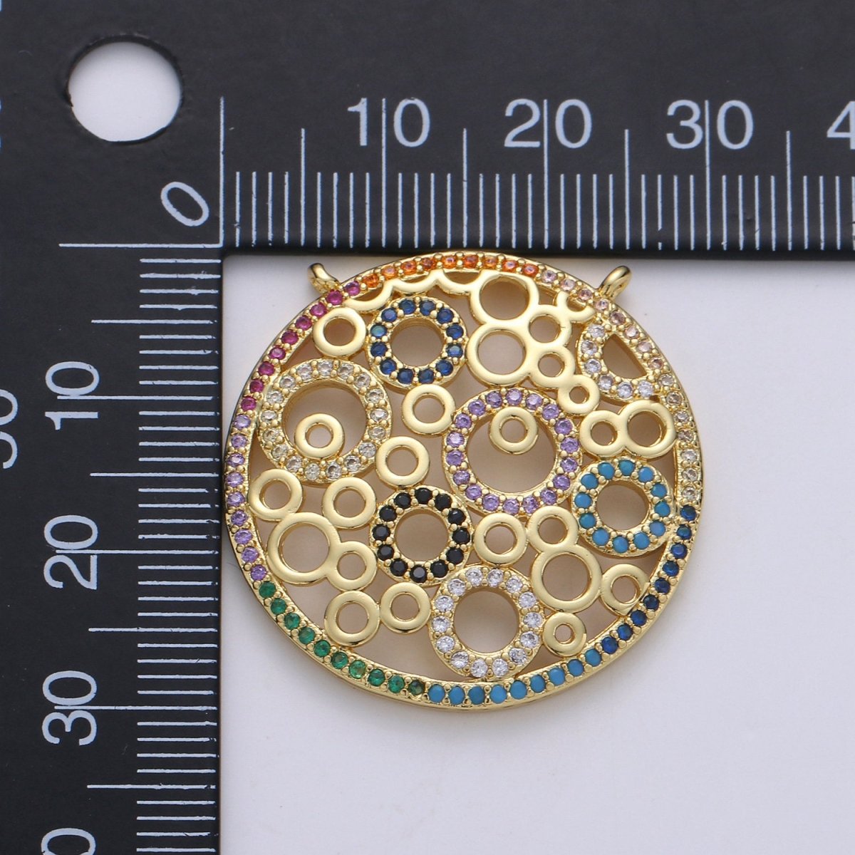 14K Gold Filled Charm Micro Pave Dream Catcher Charm for Necklace Earring Charm Pendant Multi Color Cubic Coin Charm F-431