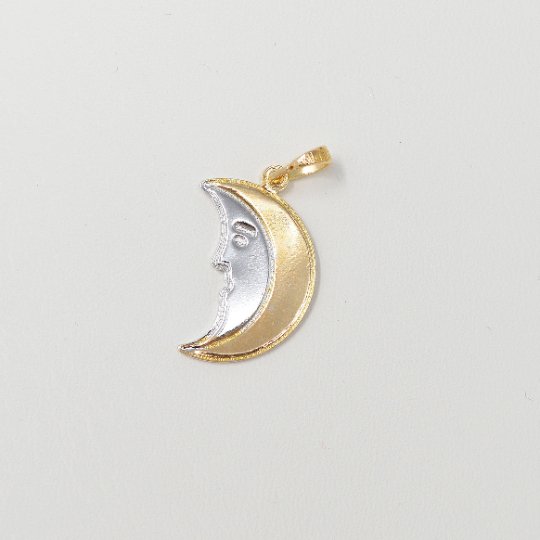 14K Gold Filled Charm Tiny Crescent Moon Face Charm - Two Tone Charm small half moon with face charm for Necklace Bracelet Earring, J-217