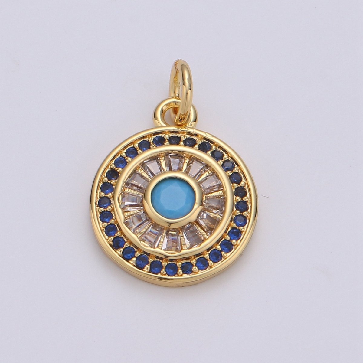 14k Gold Filled Charms, Micro Pave Sun Charms, Sun Jewelry, Cubic Zirconia Charms, Turquoise Cz Stone Charms D-625