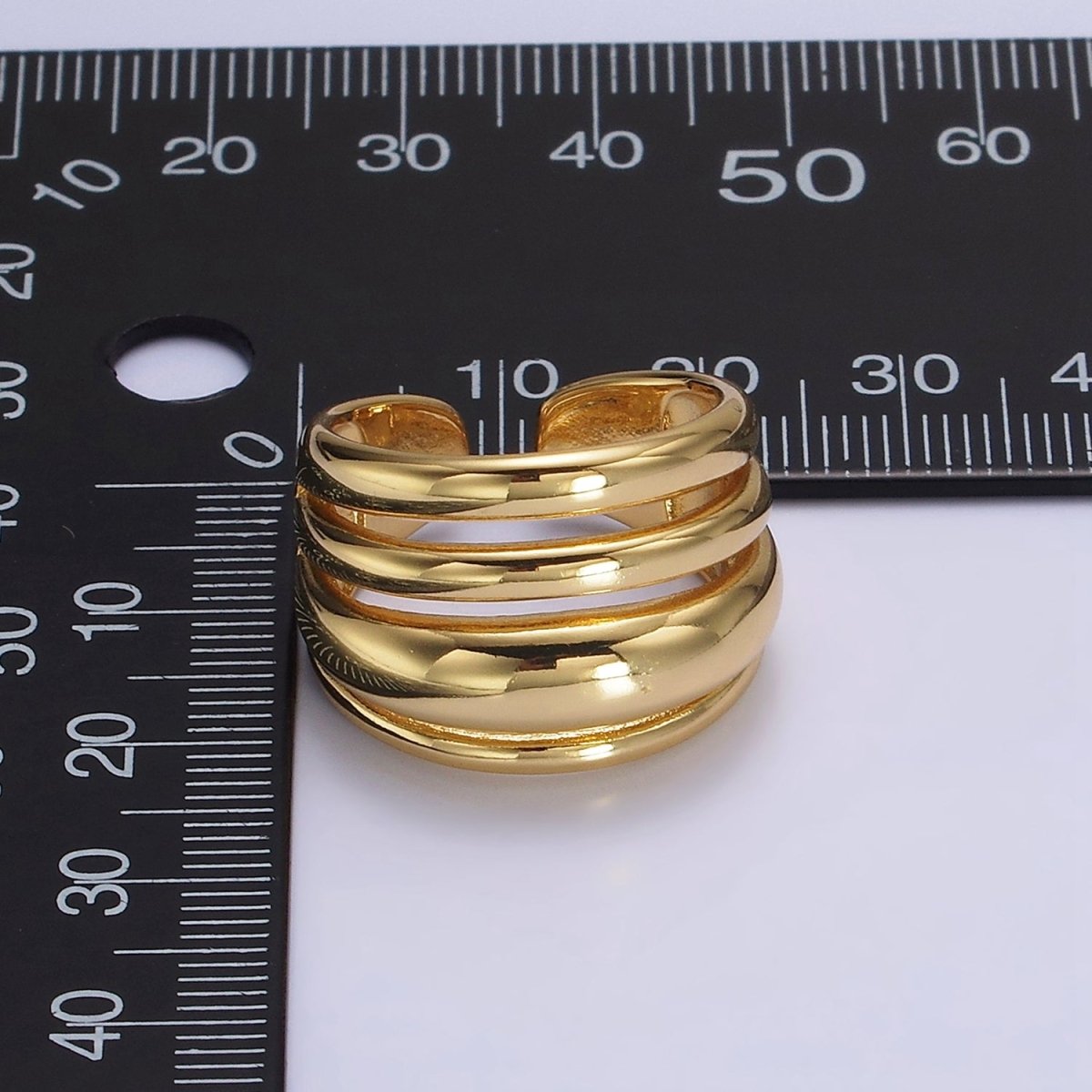 14K Gold Filled Chubby Dome Multiple Band Statement Ring | O-573