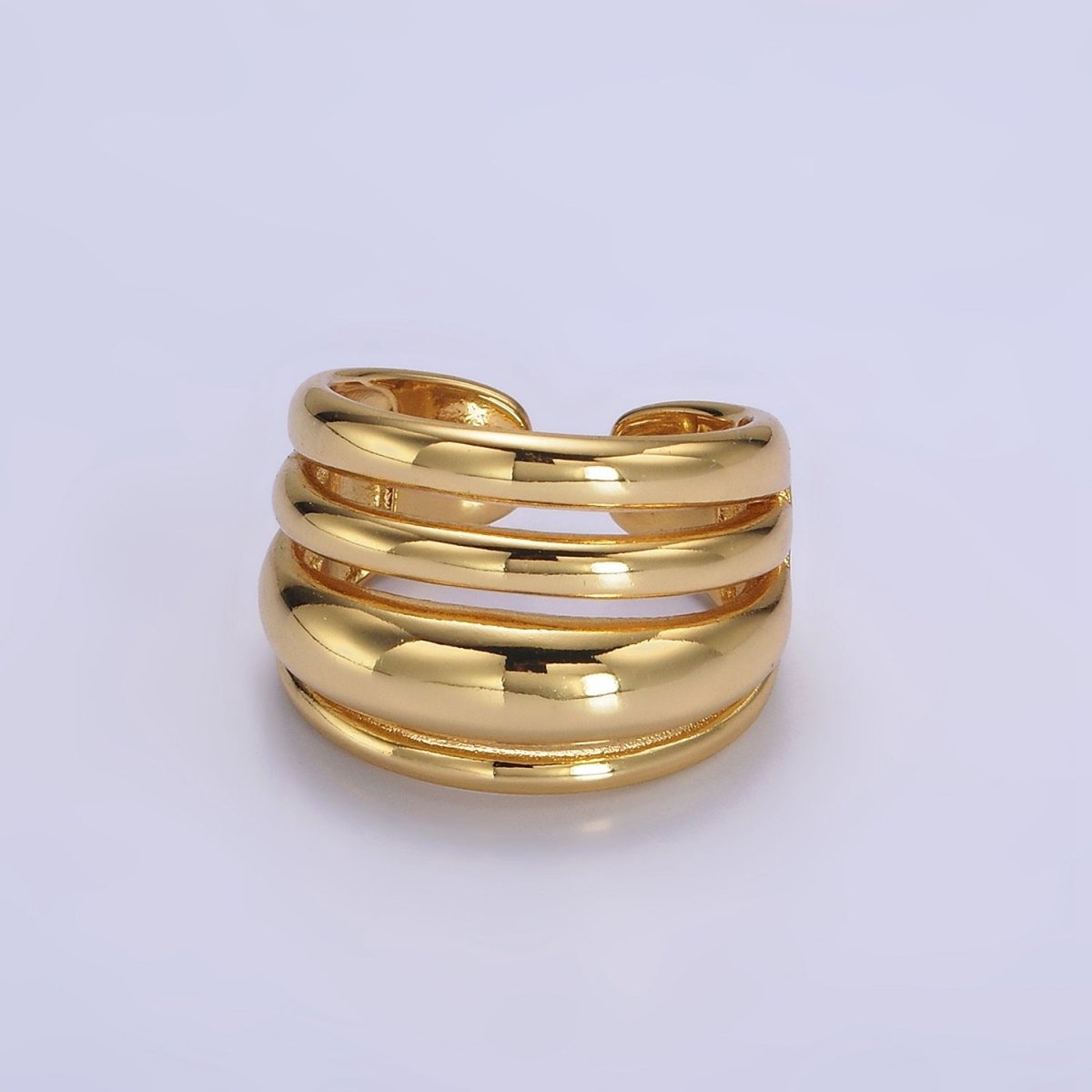 14K Gold Filled Chubby Dome Multiple Band Statement Ring | O-573