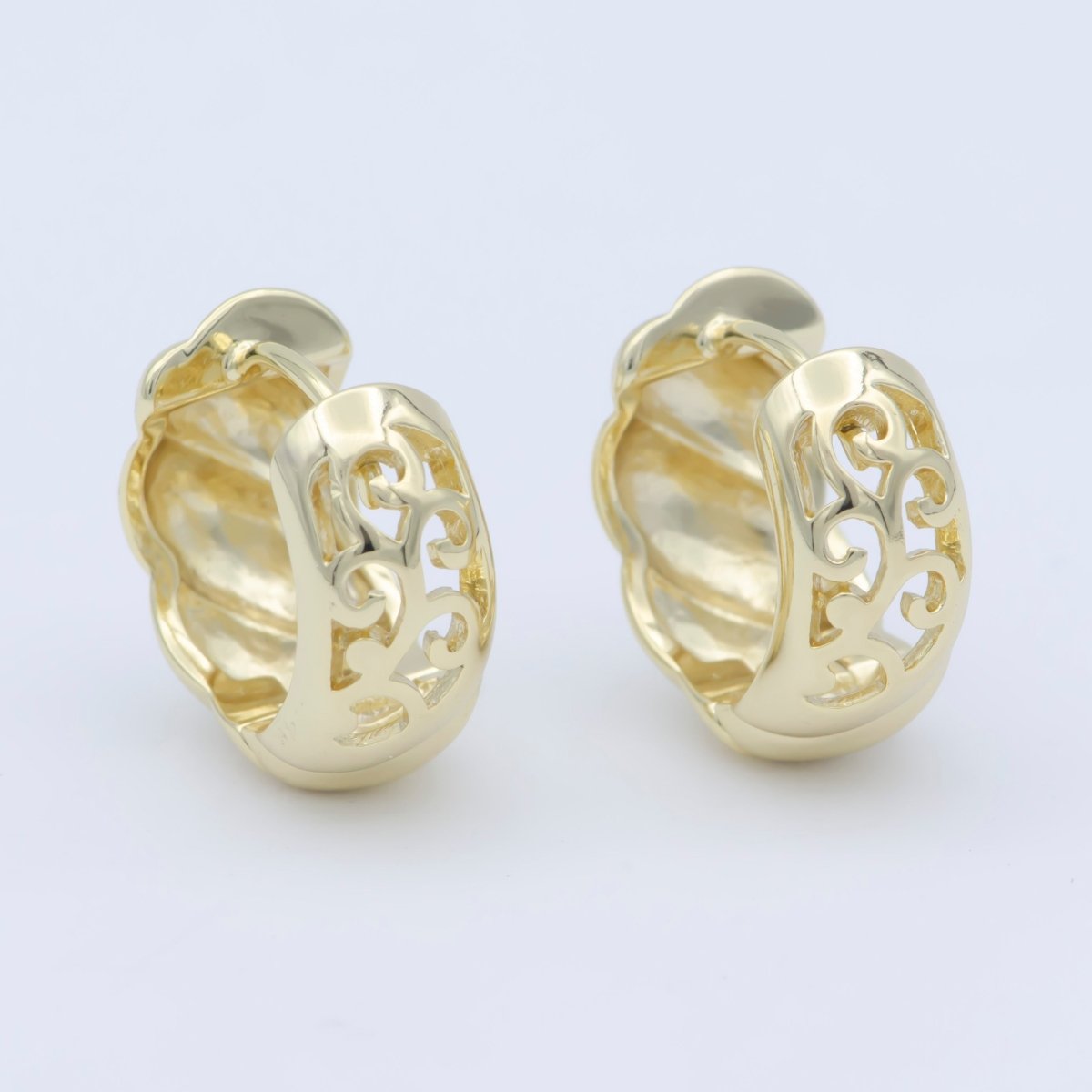14k Gold Filled Chunky Croissant Hoop Earrings, Hypoallergenic Bold Style Women Jewelry P-270