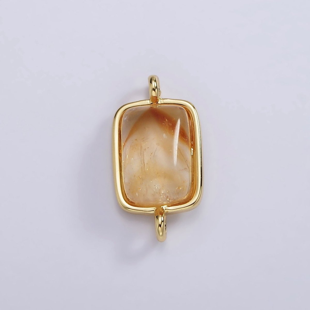 14K Gold Filled Citrine Gemstone Rectangular Bezel Connector | G254