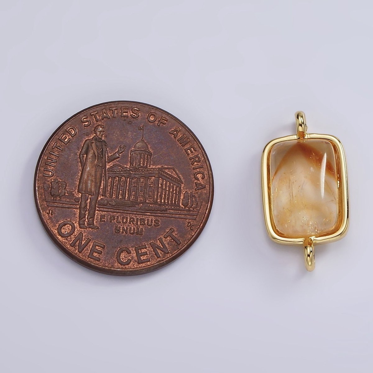 14K Gold Filled Citrine Gemstone Rectangular Bezel Connector | G254