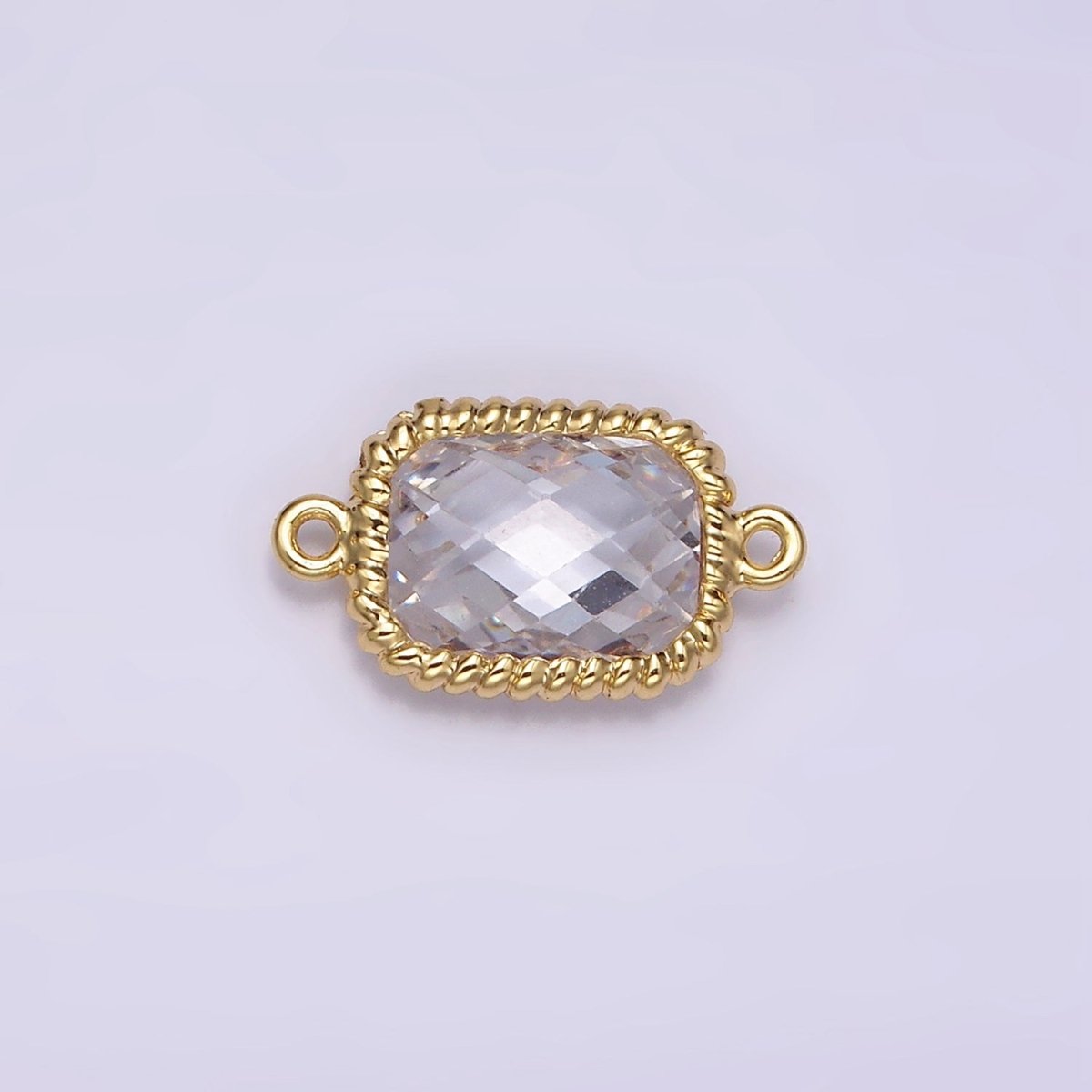 14K Gold Filled Clear Baguette CZ Multifaceted Braided Bezel Connector | G792
