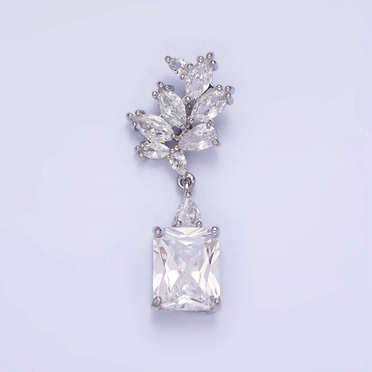 14K Gold Filled Clear Baguette Drop Marquise Bail Pendant in Gold & Silver | AA1157