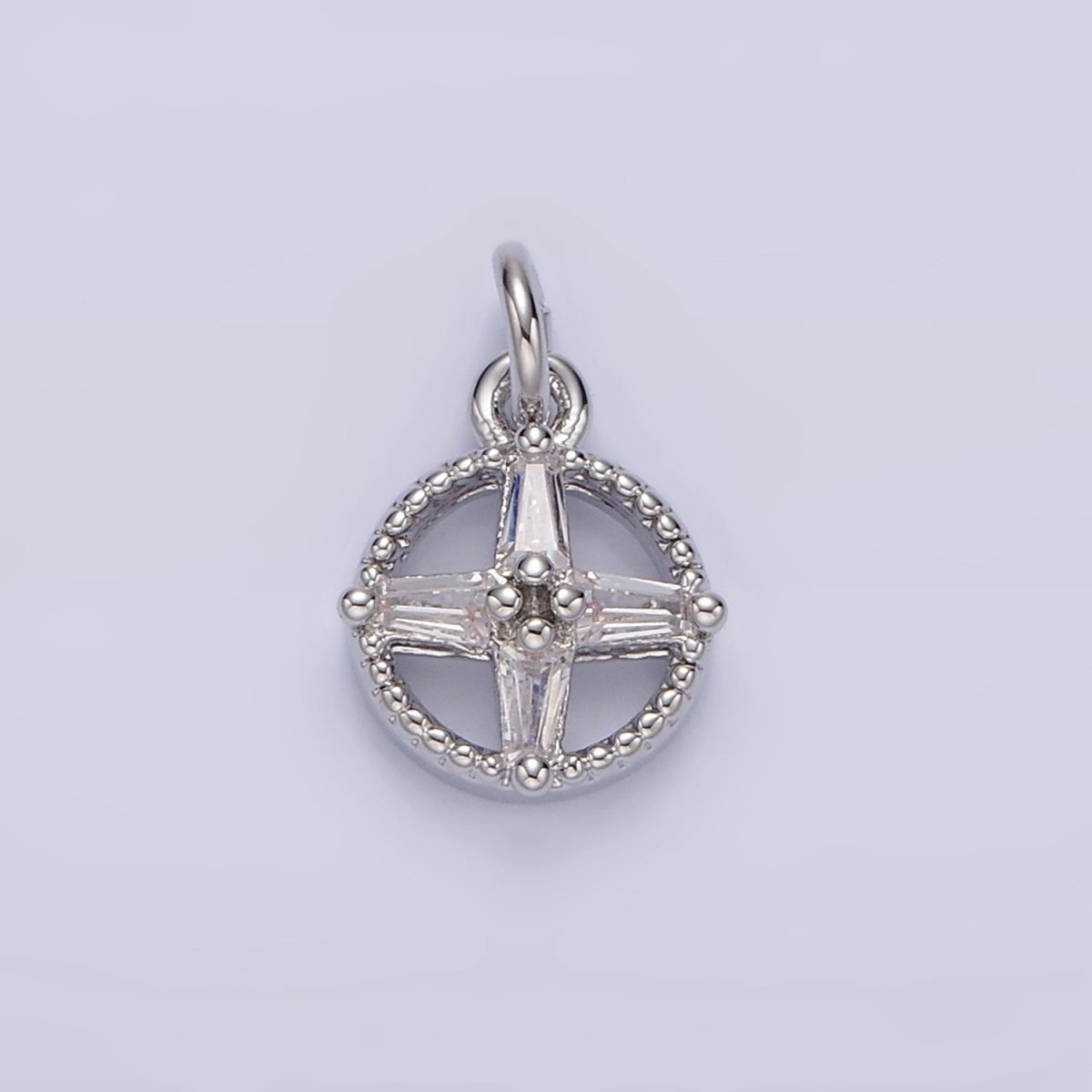 14K Gold Filled Clear Baguette Star Open Beaded Round Mini Add-On Charm in Gold & Silver  | N1096 N1139