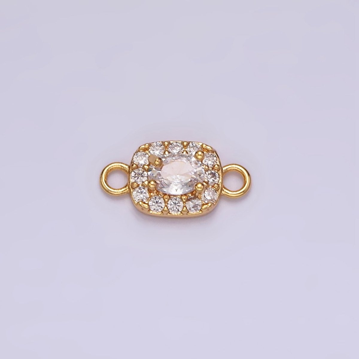 14K Gold Filled Clear, Black, Blue, Pink, Green, Fuchsia CZ 5mm Mini Rectangle Connector | G-107 - G-112