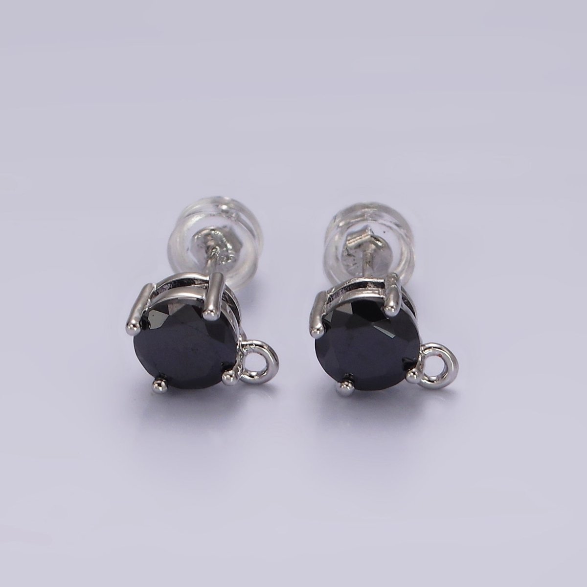 14K Gold Filled Clear, Black, Pink, Green CZ Open Loop Stud Earrings Finding Supply in Gold & Silver | Z626 - Z633