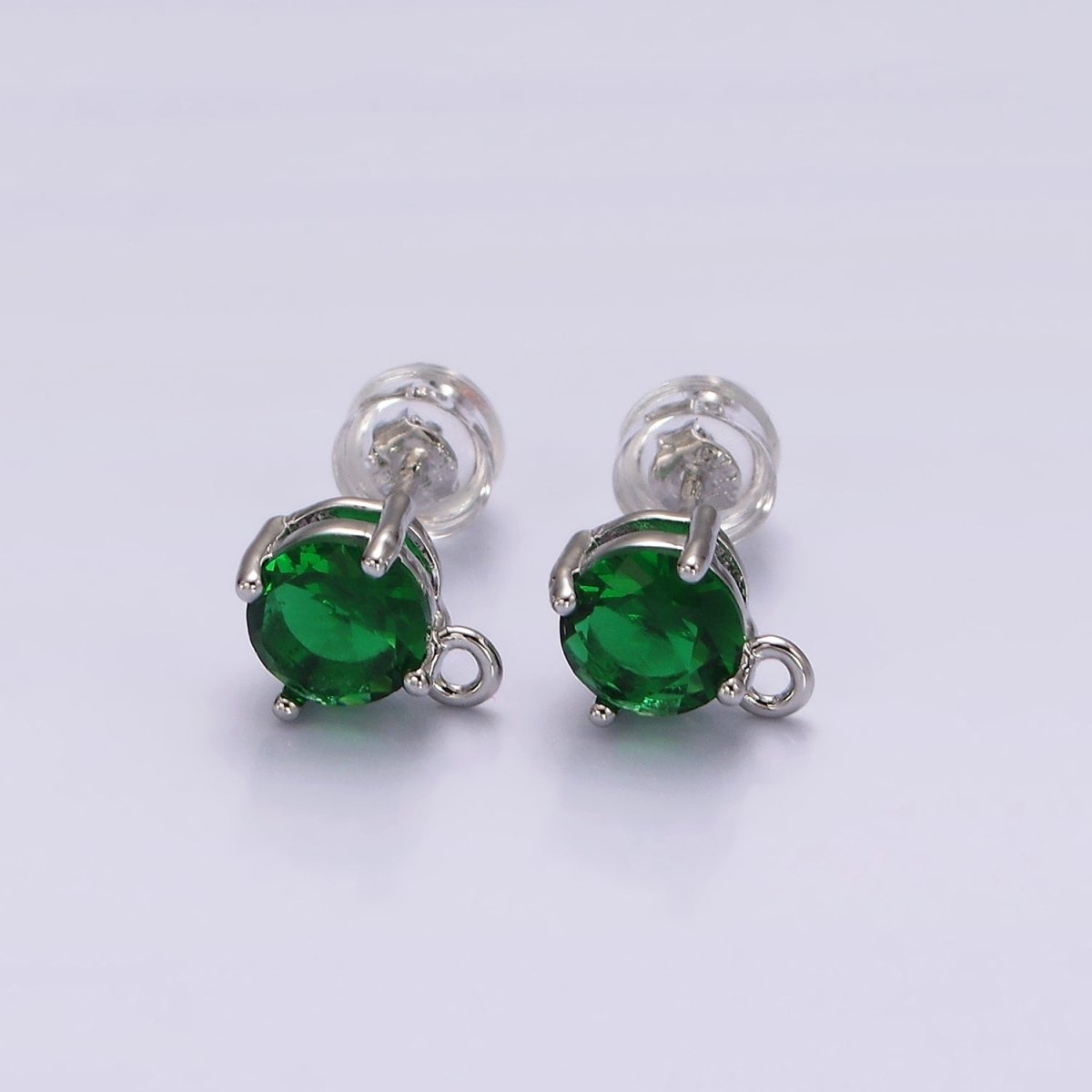 14K Gold Filled Clear, Black, Pink, Green CZ Open Loop Stud Earrings Finding Supply in Gold & Silver | Z626 - Z633