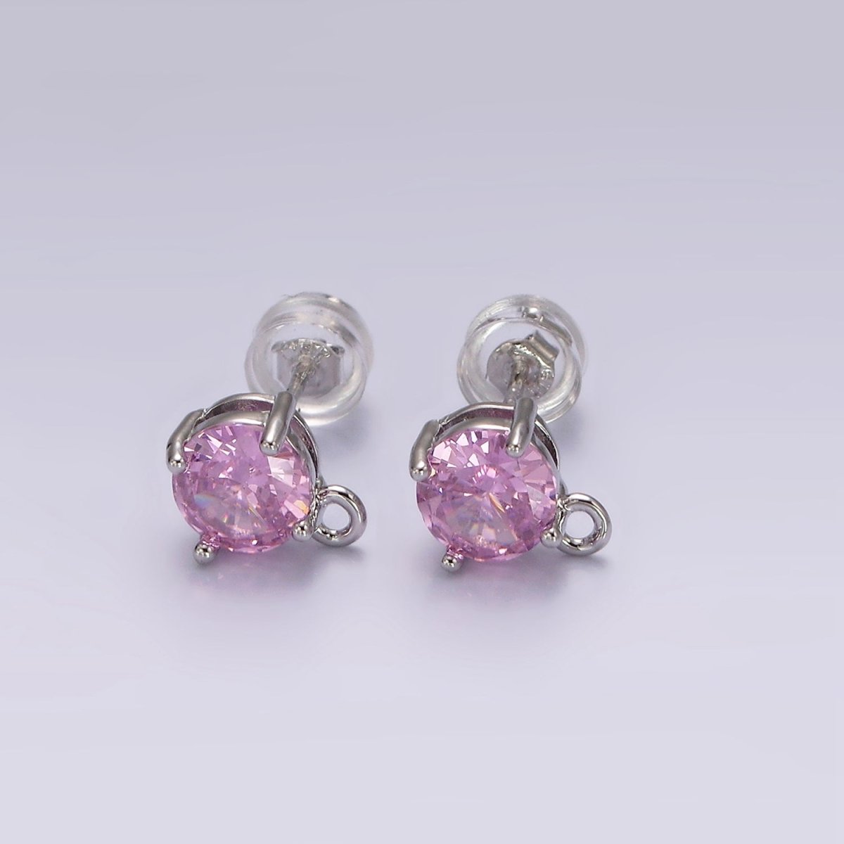 14K Gold Filled Clear, Black, Pink, Green CZ Open Loop Stud Earrings Finding Supply in Gold & Silver | Z626 - Z633