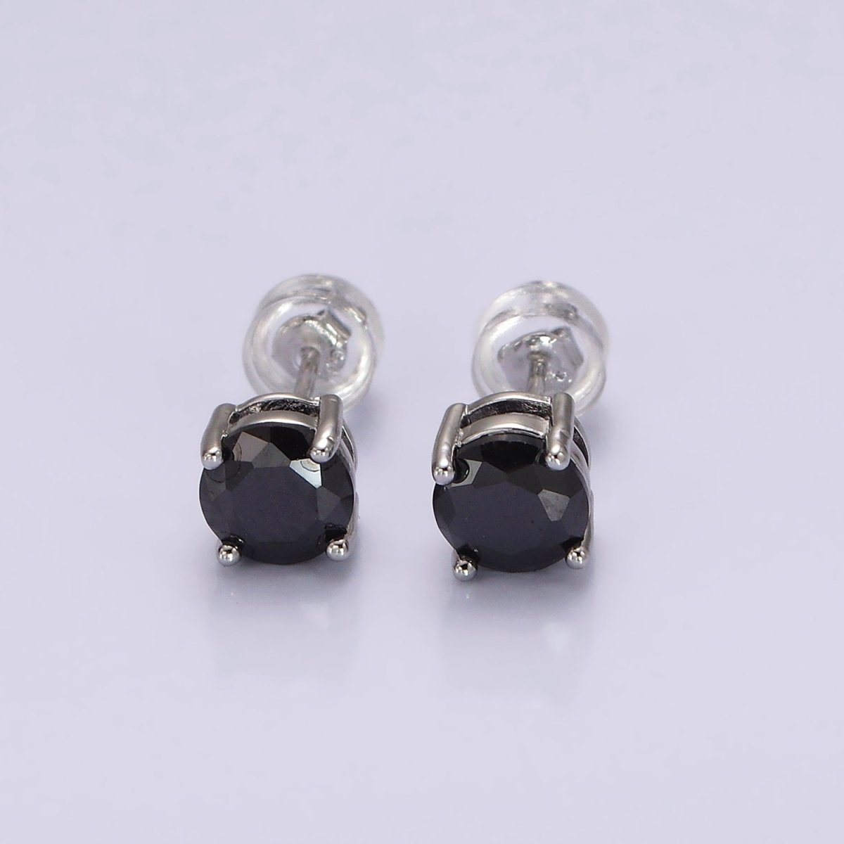 14K Gold Filled Clear, Black, Pink, Green CZ Stud Earrings in Gold & Silver | V300 - V307