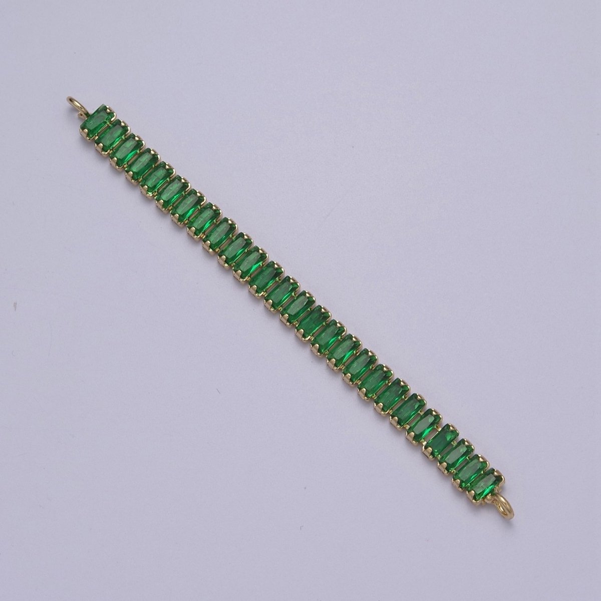 14k Gold Filled Clear / Colorful CZ Rectangular Baguette Paved connector Bendable Long Bar Connector for DIY Bracelet Component F-010 F-011 F-017 F-025 F-026 F-028 F-033 F-037 F-046
