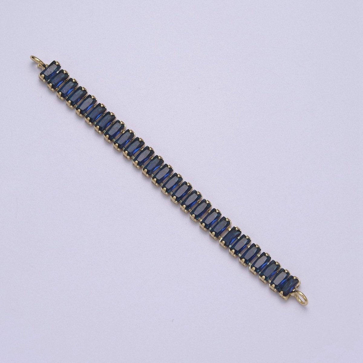 14k Gold Filled Clear / Colorful CZ Rectangular Baguette Paved connector Bendable Long Bar Connector for DIY Bracelet Component F-010 F-011 F-017 F-025 F-026 F-028 F-033 F-037 F-046