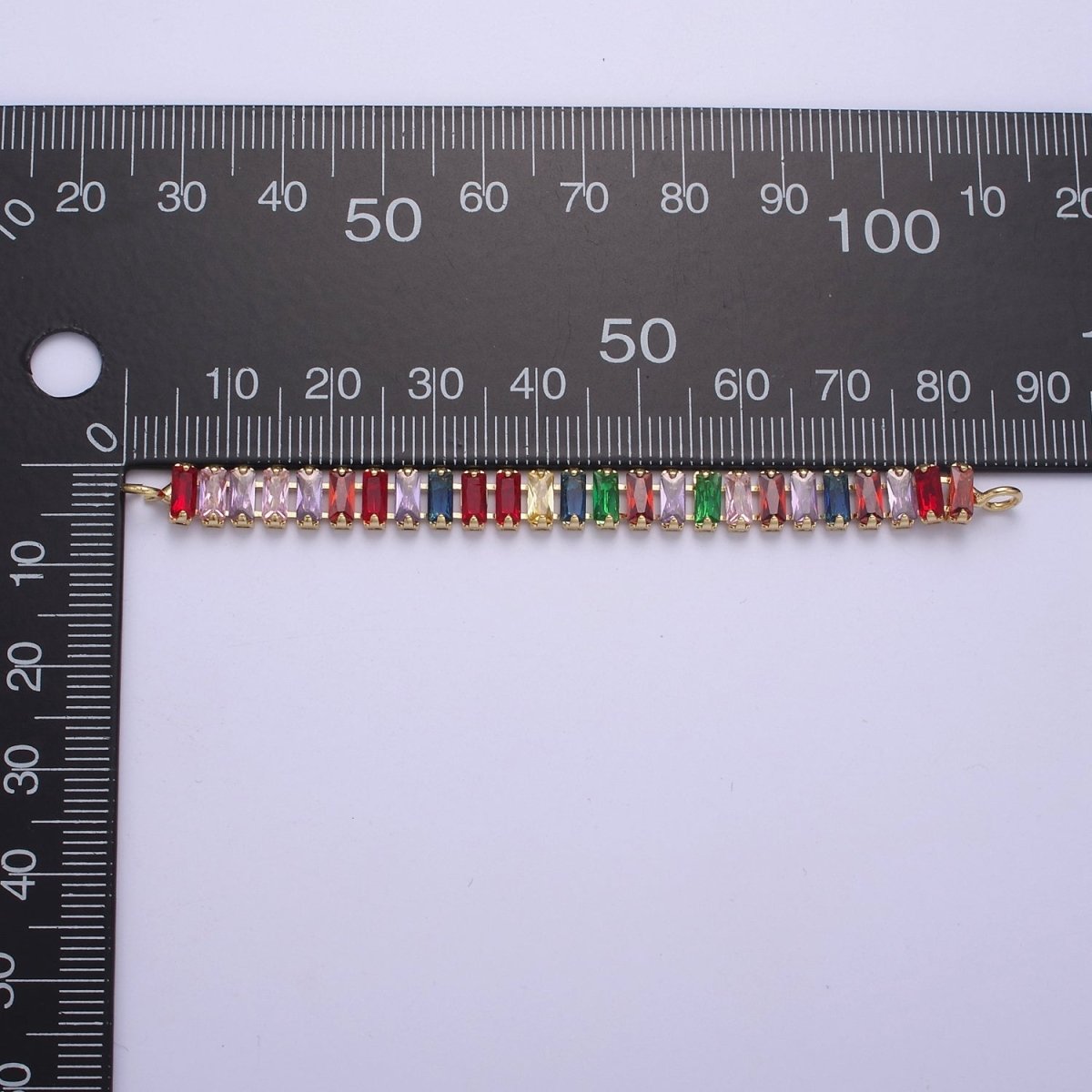 14k Gold Filled Clear / Colorful CZ Rectangular Baguette Paved connector Bendable Long Bar Connector for DIY Bracelet Component F-010 F-011 F-017 F-025 F-026 F-028 F-033 F-037 F-046