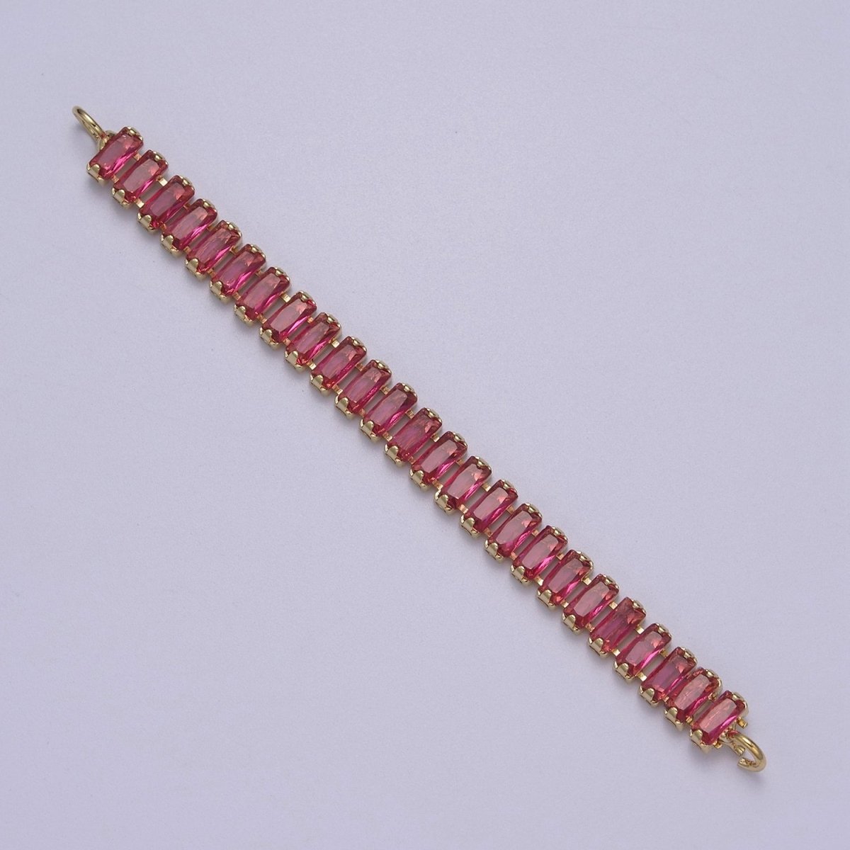 14k Gold Filled Clear / Colorful CZ Rectangular Baguette Paved connector Bendable Long Bar Connector for DIY Bracelet Component F-010 F-011 F-017 F-025 F-026 F-028 F-033 F-037 F-046