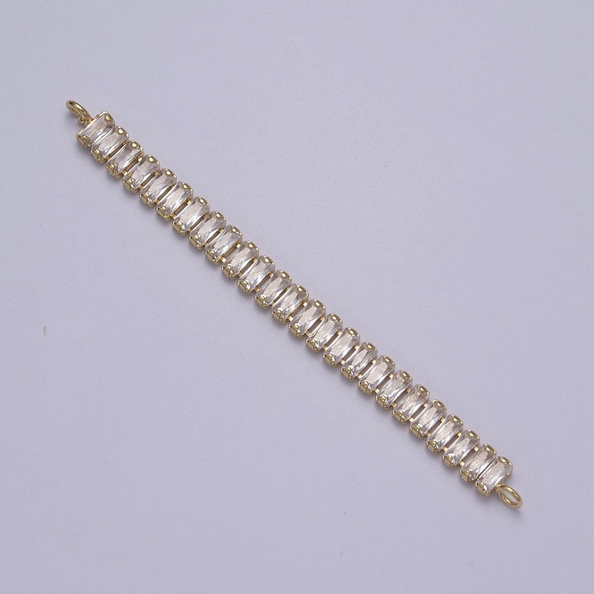 14k Gold Filled Clear / Colorful CZ Rectangular Baguette Paved connector Bendable Long Bar Connector for DIY Bracelet Component F-010 F-011 F-017 F-025 F-026 F-028 F-033 F-037 F-046