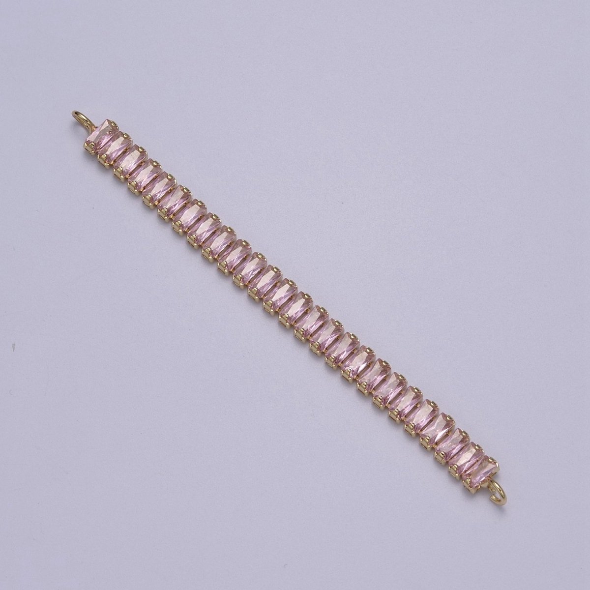 14k Gold Filled Clear / Colorful CZ Rectangular Baguette Paved connector Bendable Long Bar Connector for DIY Bracelet Component F-010 F-011 F-017 F-025 F-026 F-028 F-033 F-037 F-046