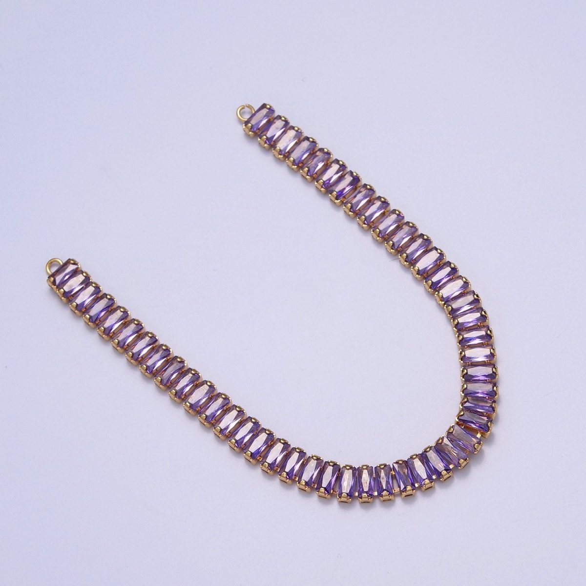 14k Gold Filled Clear / Colorful CZ Rectangular Baguette Paved connector Bendable Long Bar Connector for DIY Bracelet Necklace Component F-246 F-266 F-271 F-292  F-305 F-324 F-371 F-396