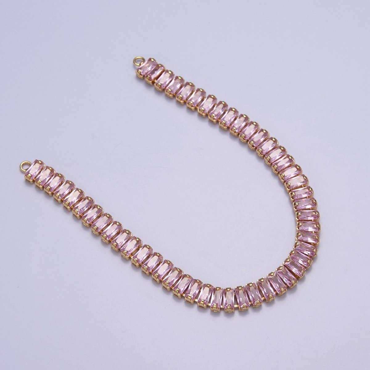 14k Gold Filled Clear / Colorful CZ Rectangular Baguette Paved connector Bendable Long Bar Connector for DIY Bracelet Necklace Component F-246 F-266 F-271 F-292  F-305 F-324 F-371 F-396