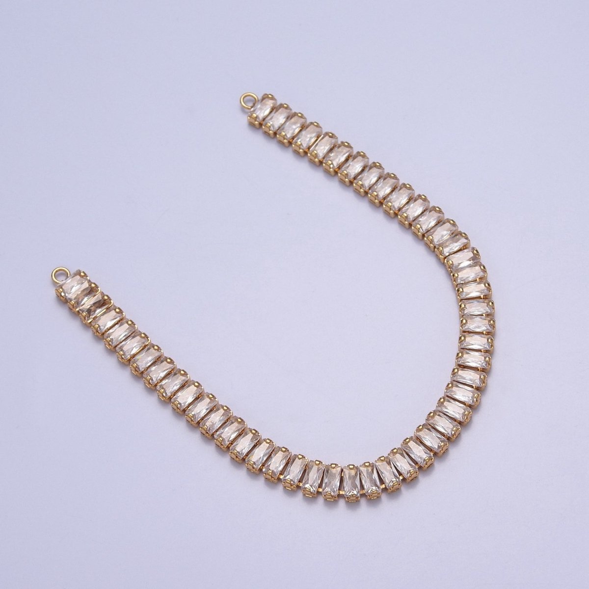 14k Gold Filled Clear / Colorful CZ Rectangular Baguette Paved connector Bendable Long Bar Connector for DIY Bracelet Necklace Component F-246 F-266 F-271 F-292  F-305 F-324 F-371 F-396