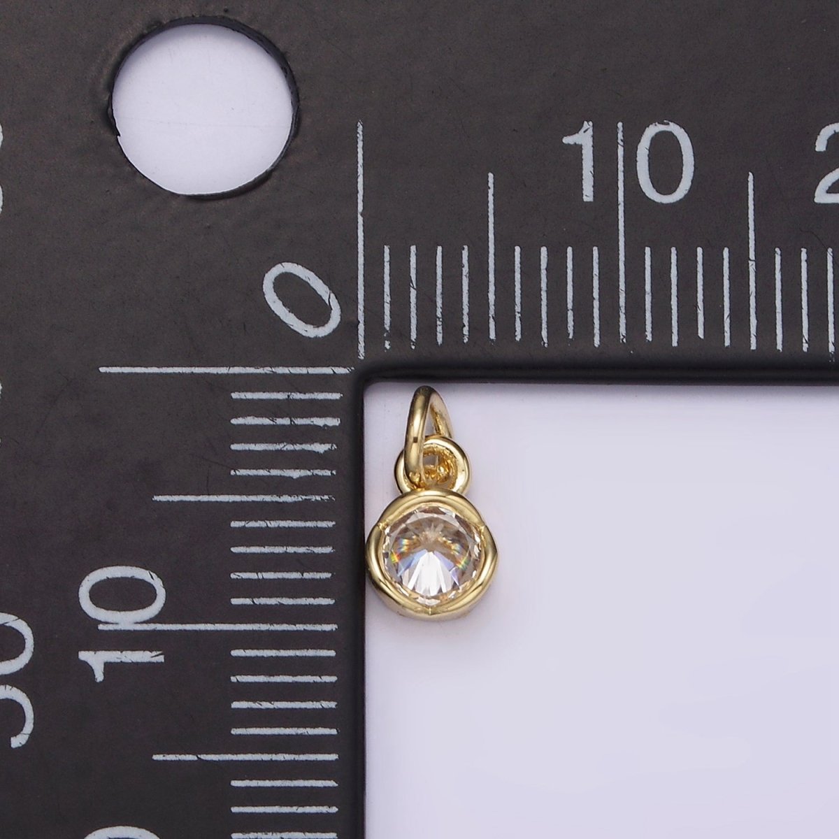 14K Gold Filled Clear CZ Bezel Minimalist Round Add-On Charm | AG201