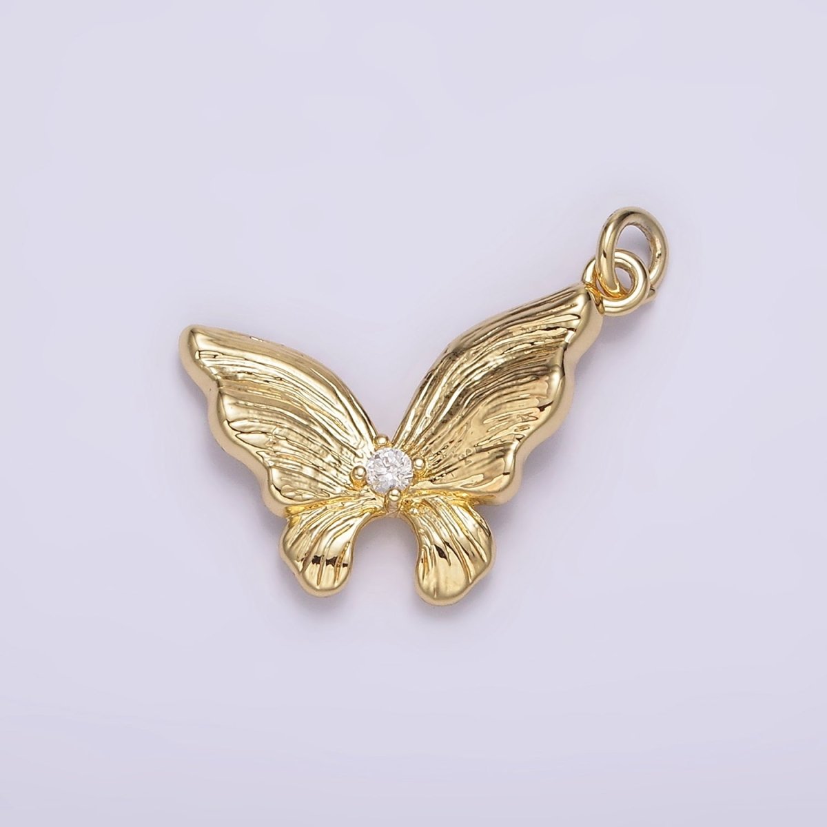 14K Gold Filled Clear CZ Butterfly Wings Lined Add-On Charm | AG597