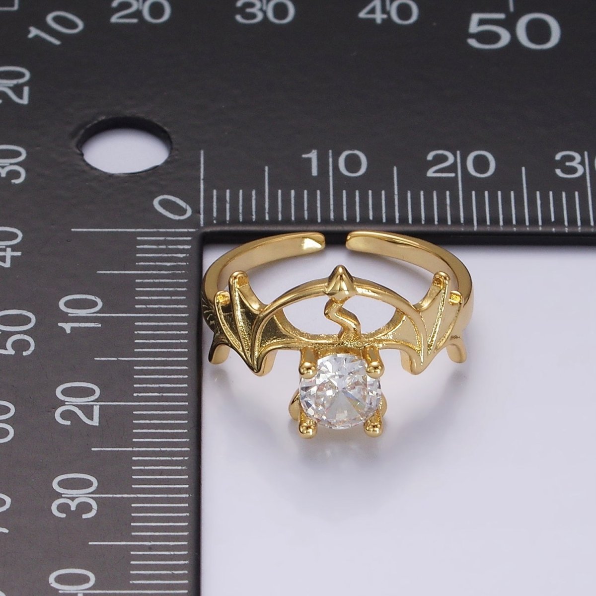 14K Gold Filled Clear CZ Devil Bat Wings Ring | O1056