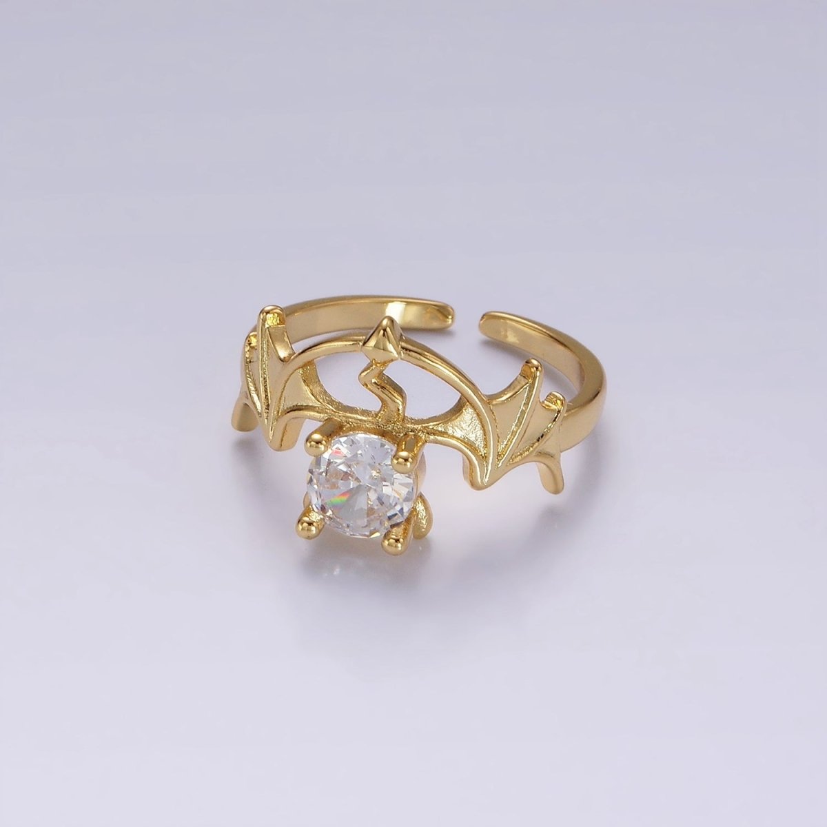14K Gold Filled Clear CZ Devil Bat Wings Ring | O1056