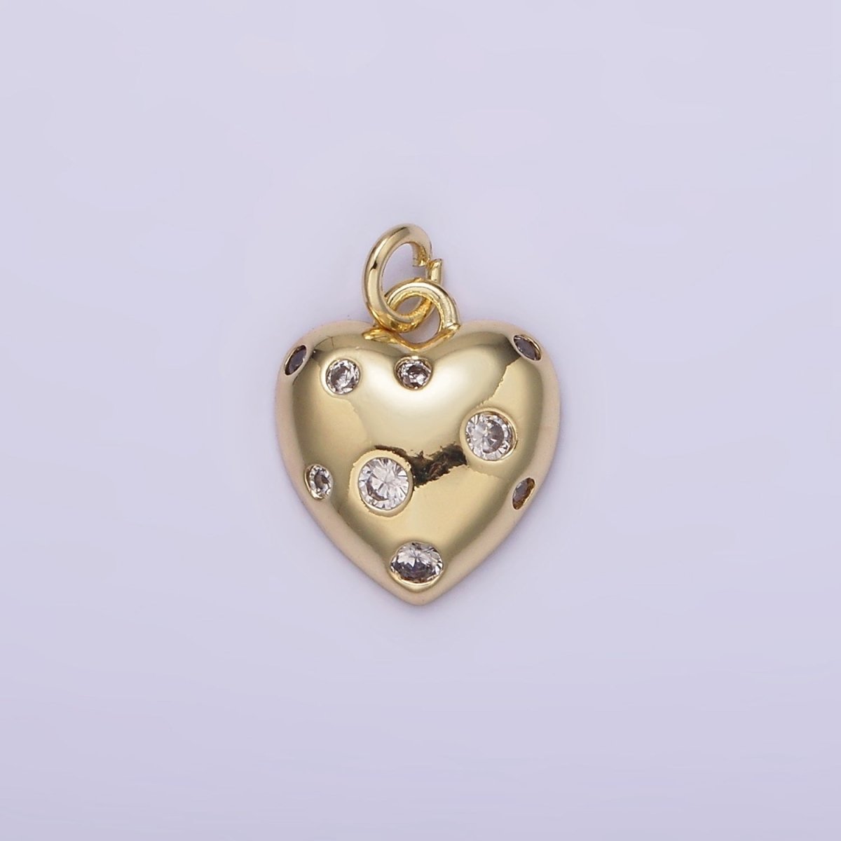 14K Gold Filled Clear CZ Dotted Heart Charm | AG208