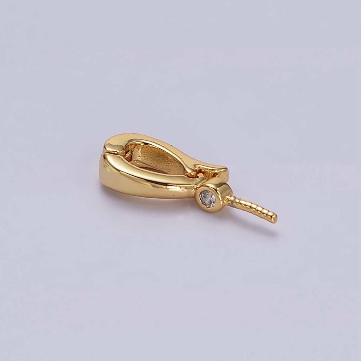 14K Gold Filled Clear CZ Drill Snap Interchangeable Charm Holder Jewelry Supply in Gold & Silver | Z-481 Z-482