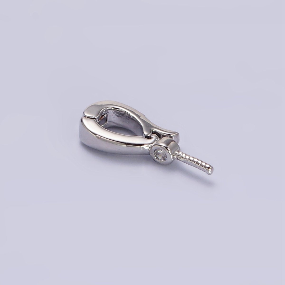 14K Gold Filled Clear CZ Drill Snap Interchangeable Charm Holder Jewelry Supply in Gold & Silver | Z-481 Z-482