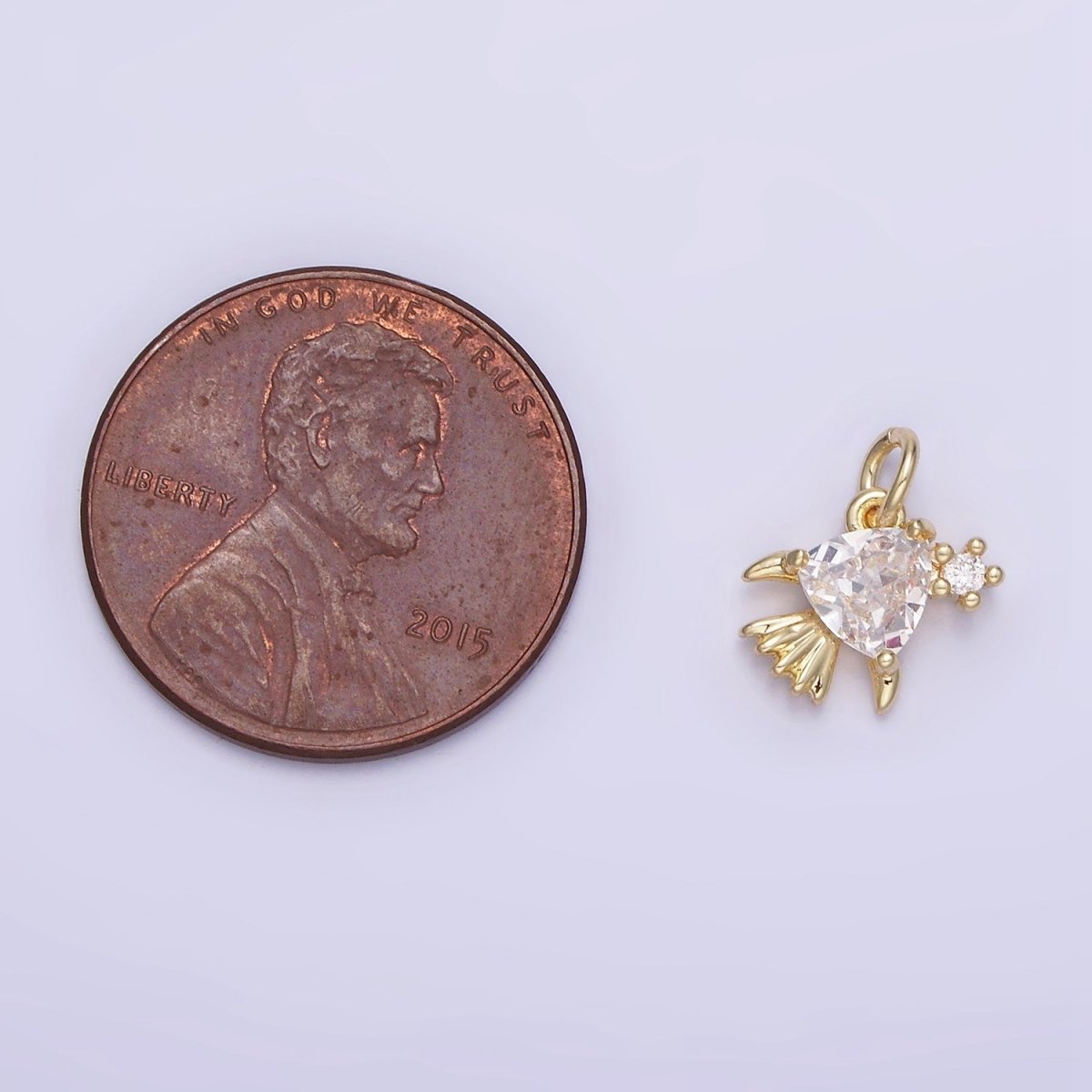 14K Gold Filled Clear CZ Fish Sea Animal Mini Charm | AG741