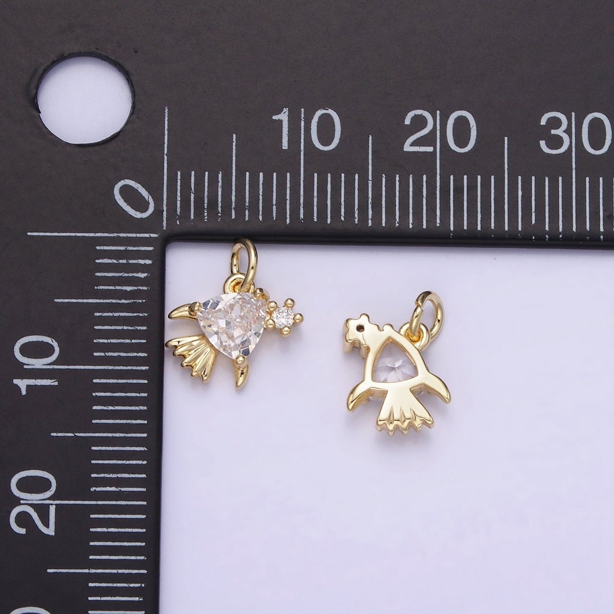 14K Gold Filled Clear CZ Fish Sea Animal Mini Charm | AG741