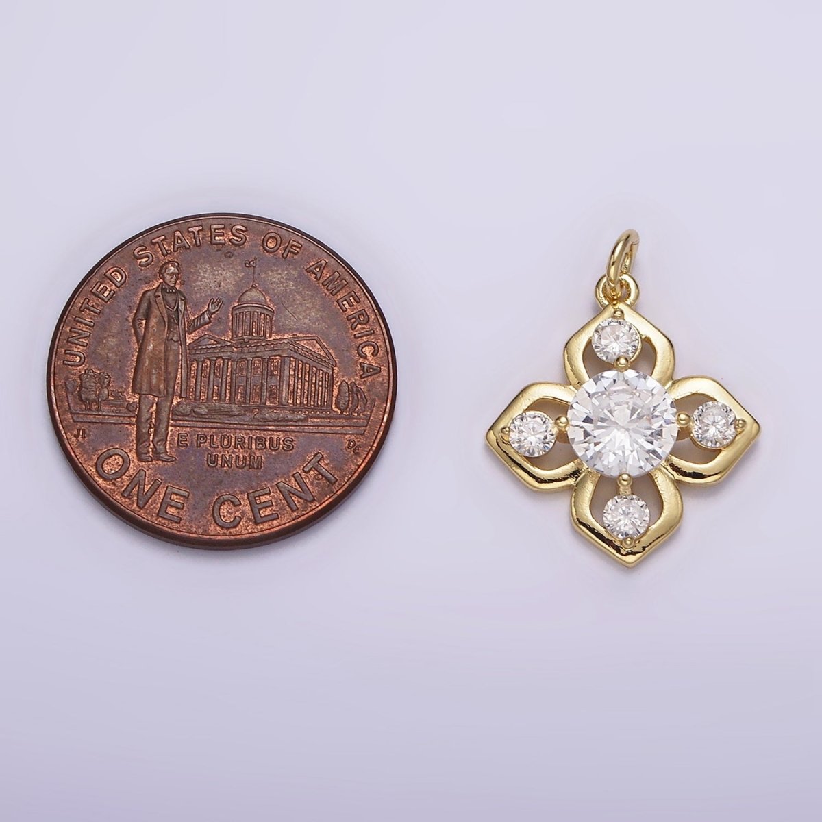 14K Gold Filled Clear CZ Flower Open Minimalist Charm | AG599