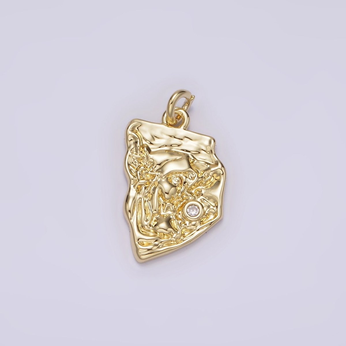 14K Gold Filled Clear CZ Hammered Abstract Charm | AG305