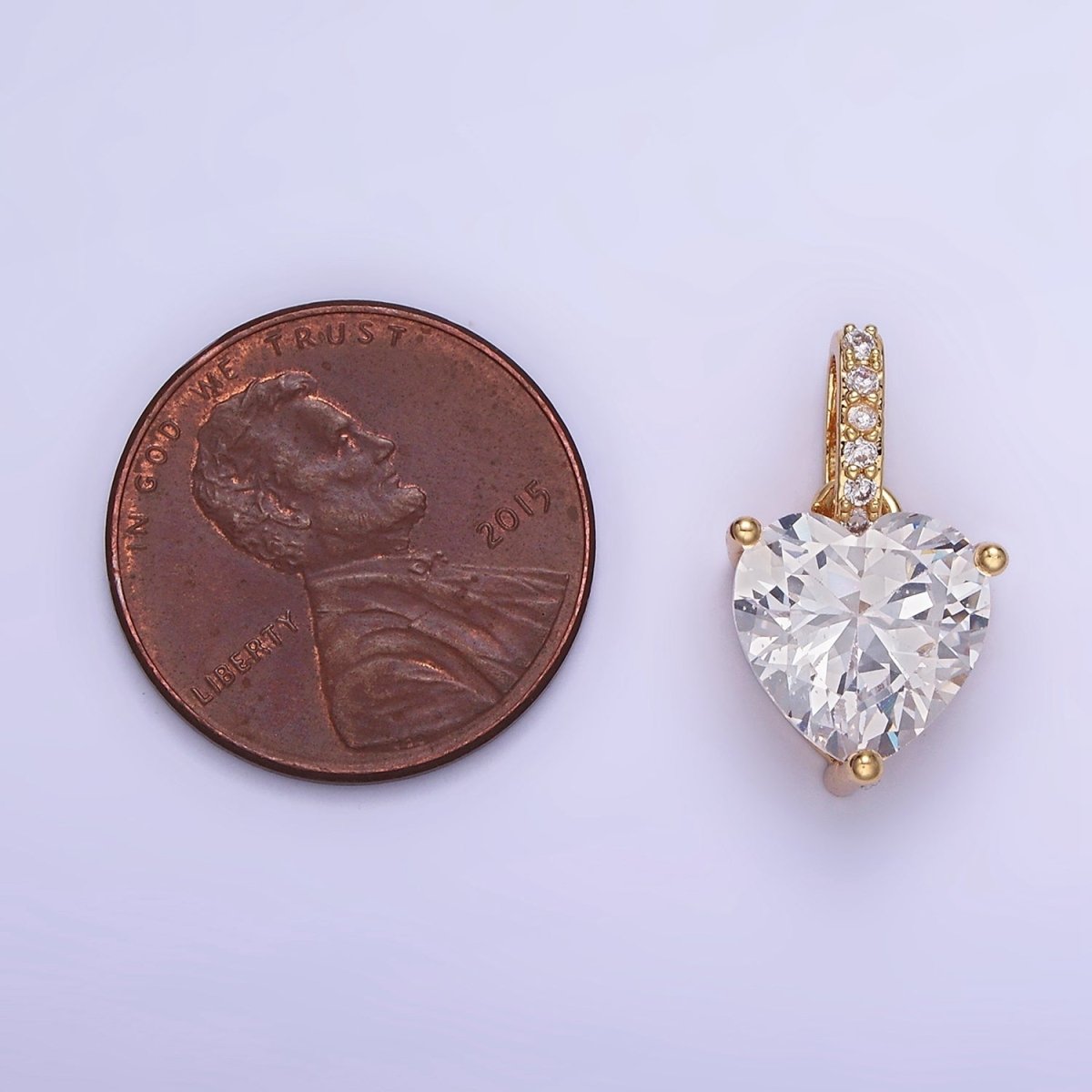 14K Gold Filled Clear CZ Heart Micro Paved Bail Pendant in Gold & Silver | AA1161