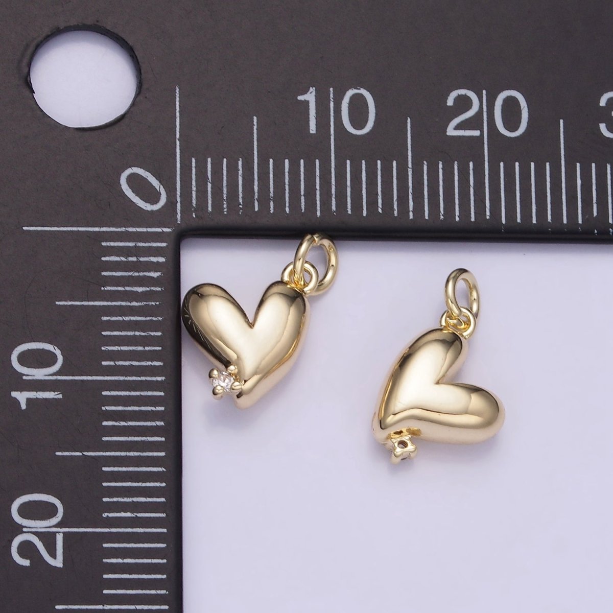 14K Gold Filled Clear CZ Heart Mini Charm | W528
