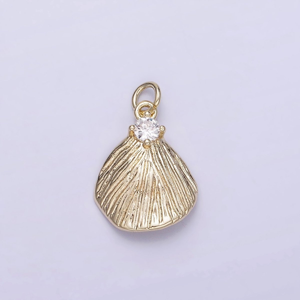 14K Gold Filled Clear CZ Line-Textured Abstract Teardrop Charm | AG728