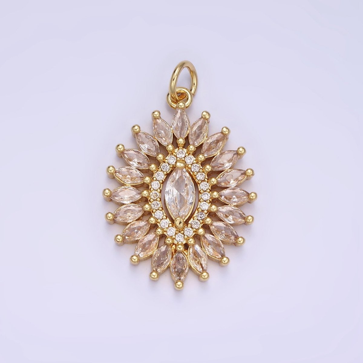14K Gold Filled Clear CZ Marquise Micro Paved Open Oval Charm | AG630