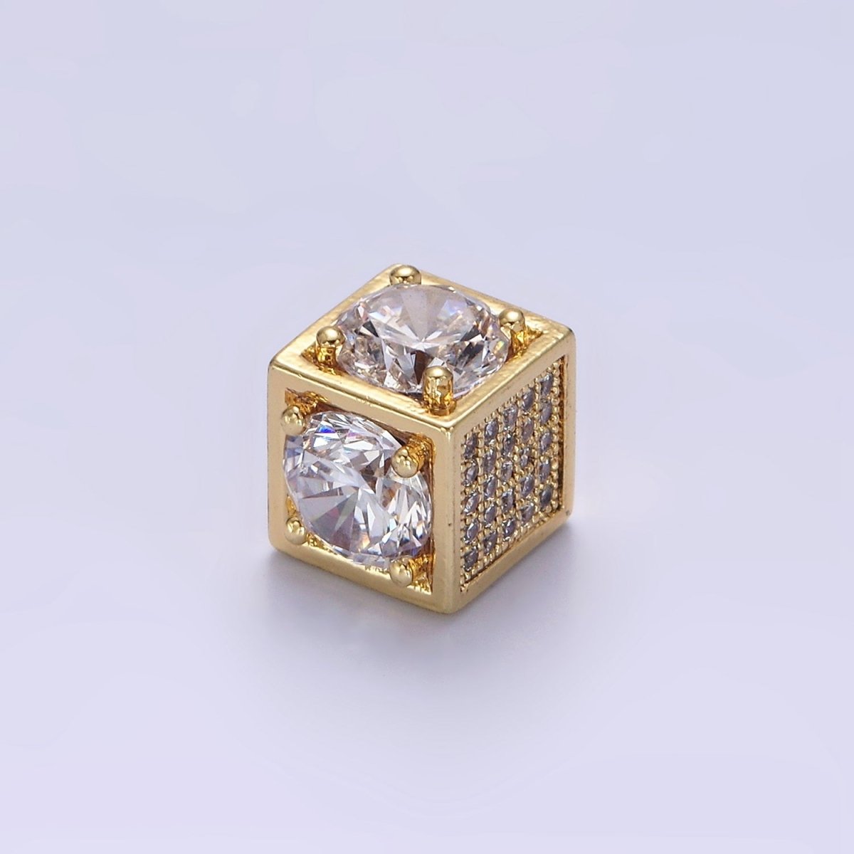 14K Gold Filled Clear CZ Micro Paved Open Heart Bead | B-796