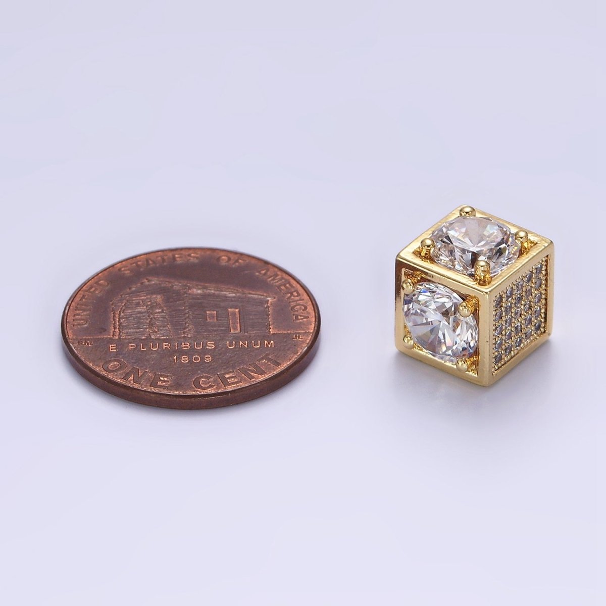 14K Gold Filled Clear CZ Micro Paved Open Heart Bead | B-796