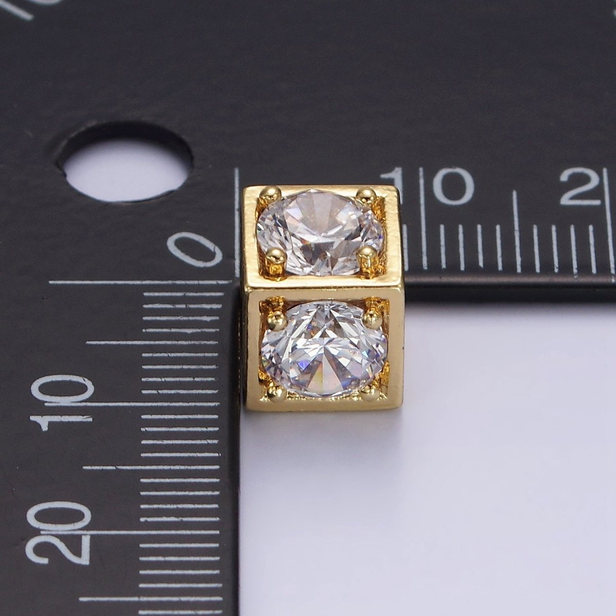 14K Gold Filled Clear CZ Micro Paved Open Heart Bead | B-796